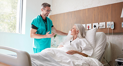 Patient in hospital bed