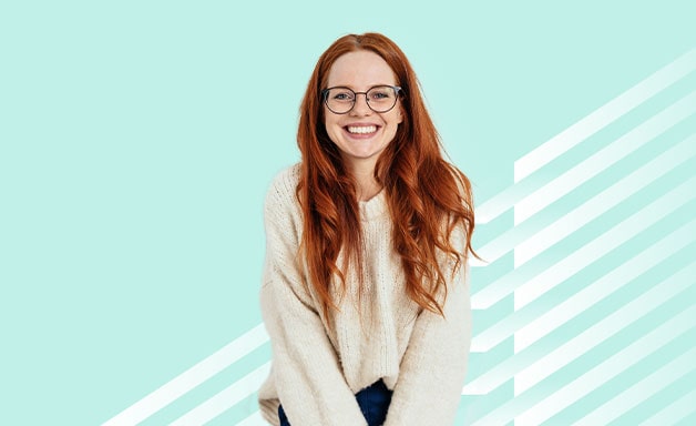 social proof young girl smiling with turquoise background