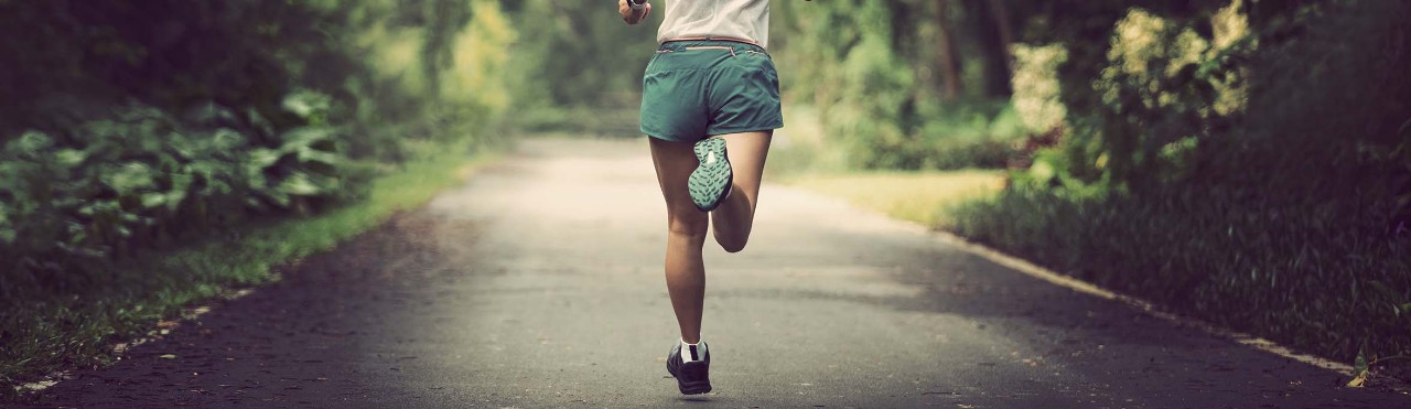  a person running on the road