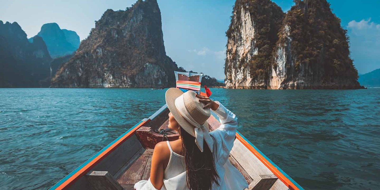  Girl back sitting on boat
