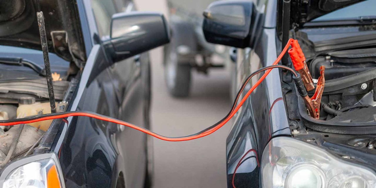 cars connected with jump leads