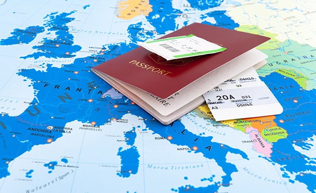 travel documents Europe map
